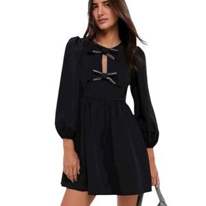 NWT Tuckernuck x Hyacinth House Blair Embellished Rhinestone Bow Mini Dress - L